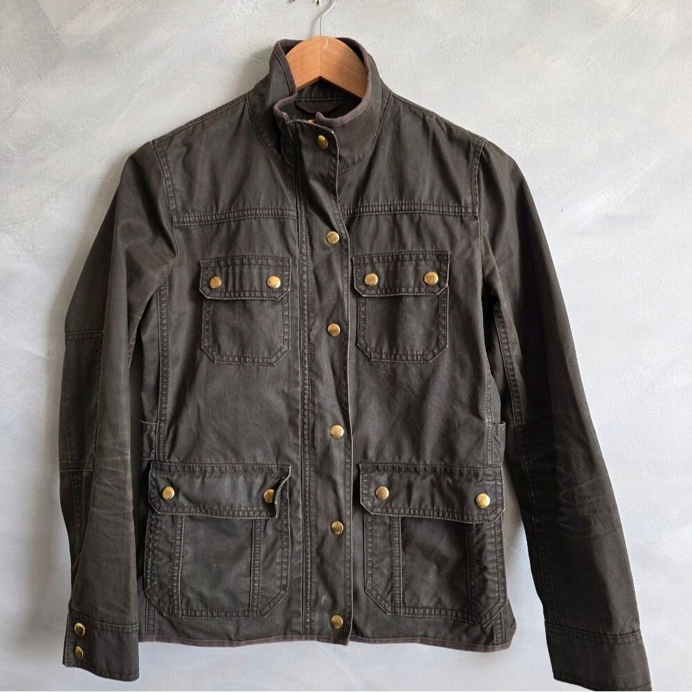 J.Crew Women's The Downtown Field Jacket Green Size XS Distressed